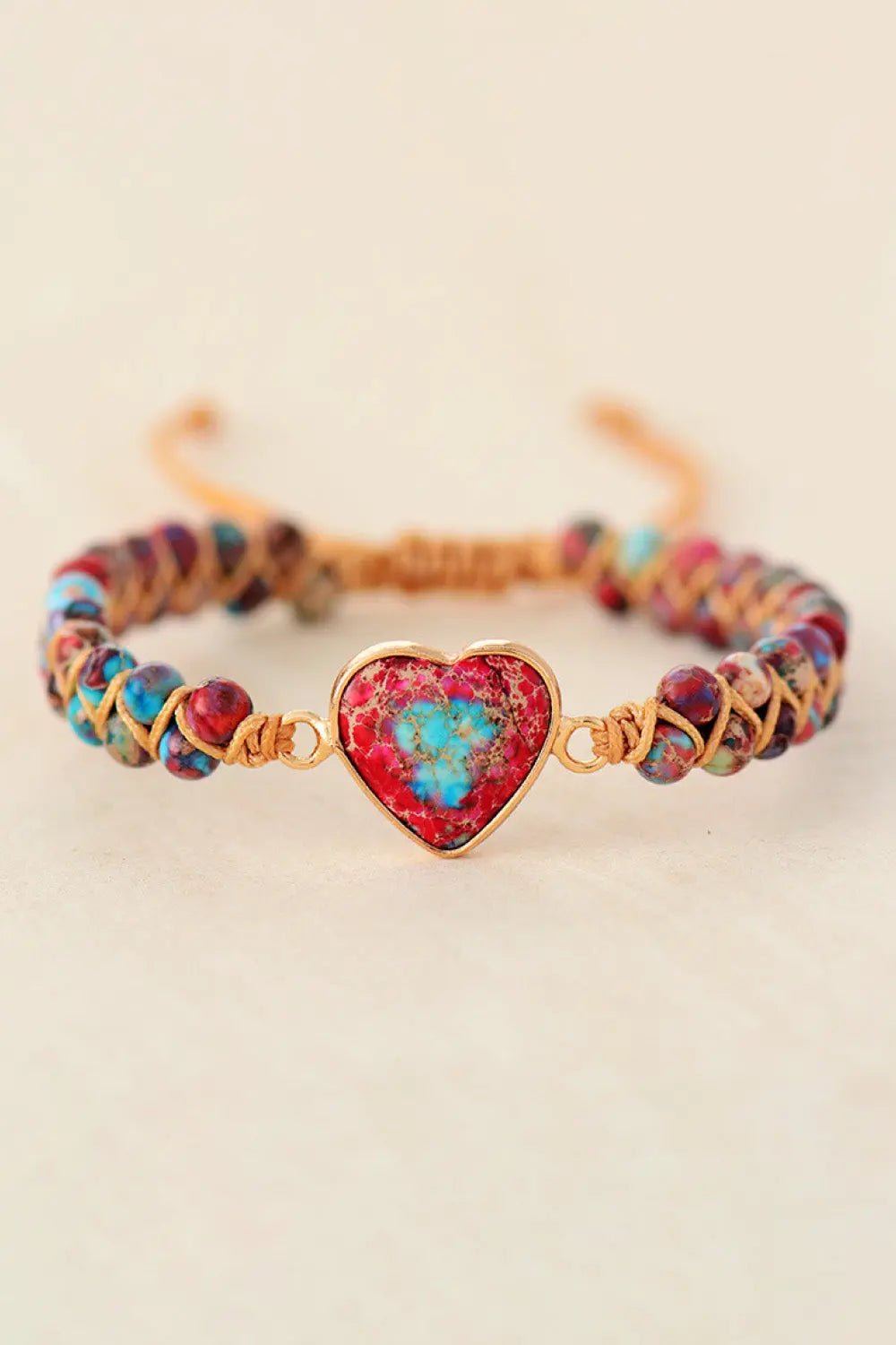 Handmade Heart Shape Natural Stone Bracelet 2668south