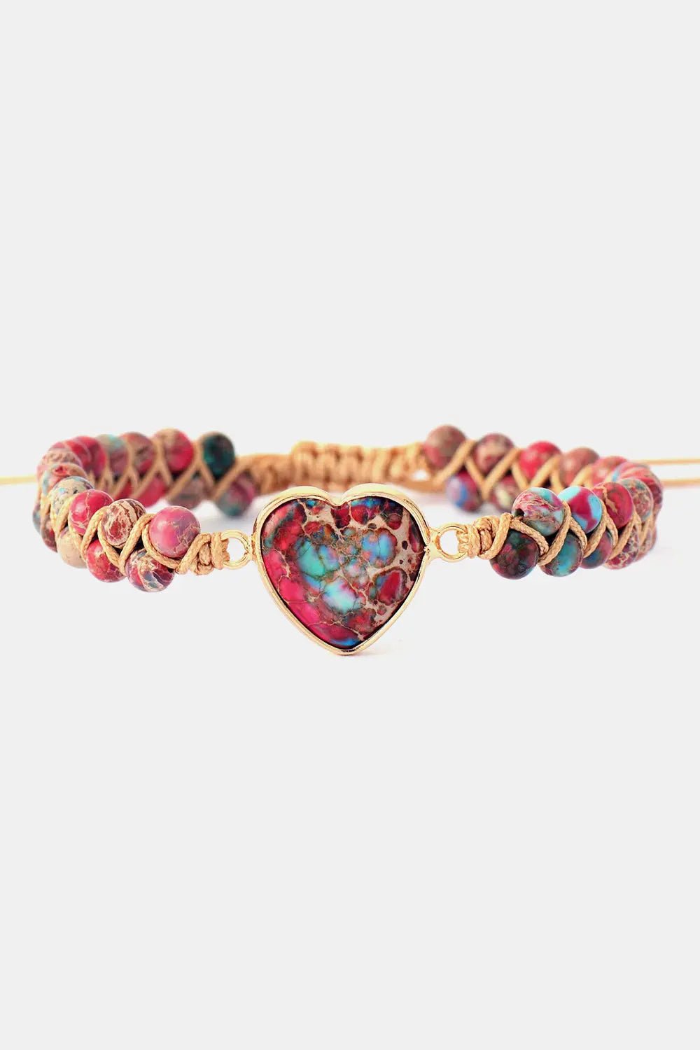 Handmade Heart Shape Natural Stone Bracelet 2668south