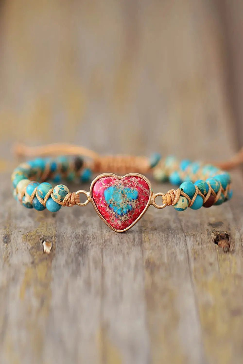 Handmade Heart Shape Natural Stone Bracelet 2668south