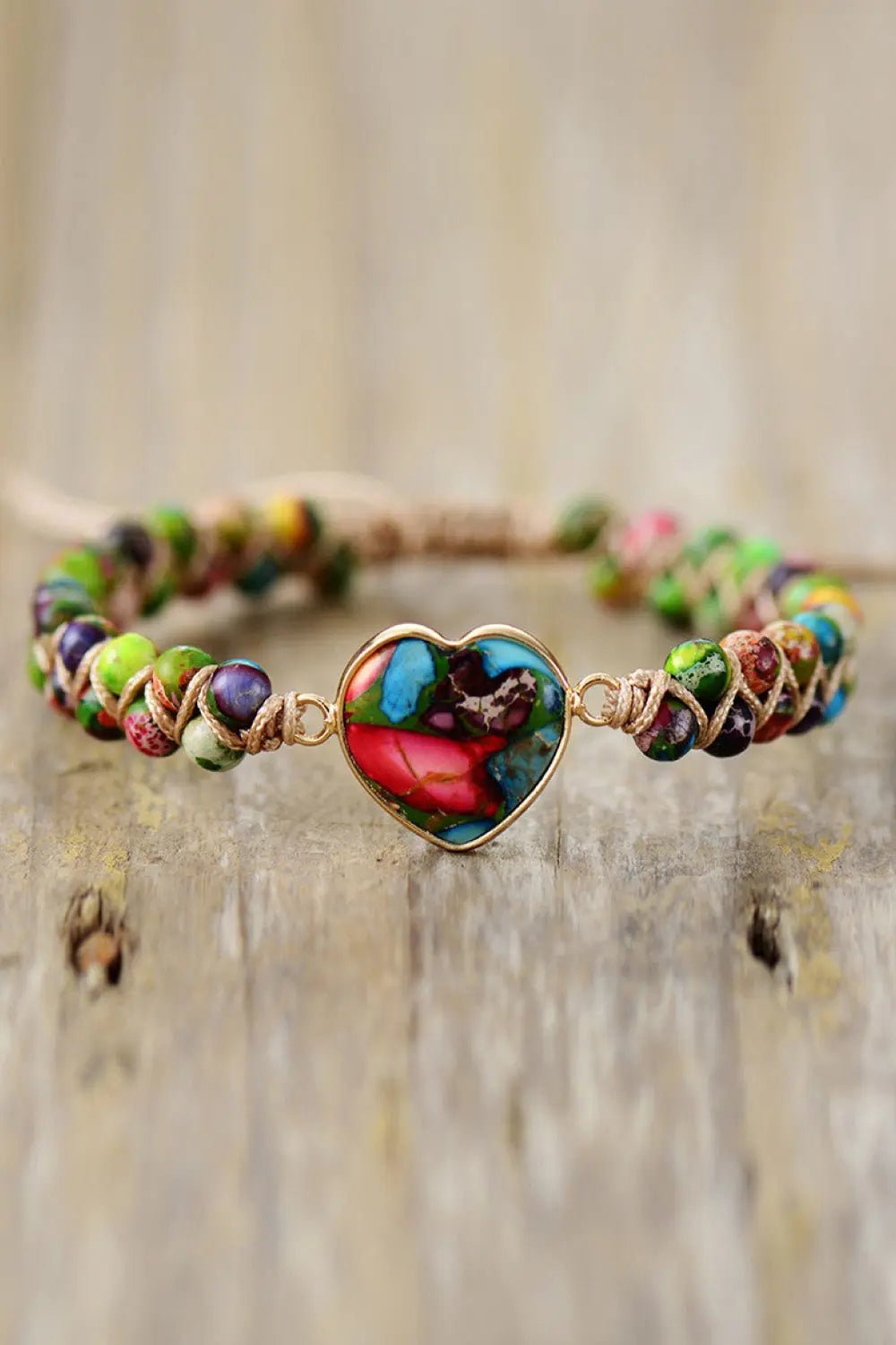 Handmade Heart Shape Natural Stone Bracelet 2668south