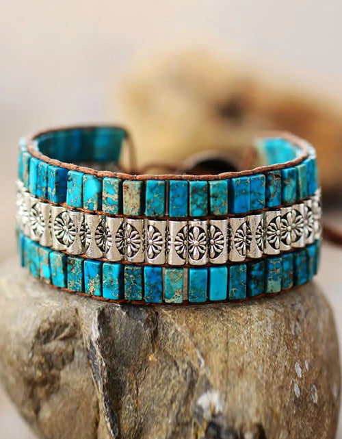 تحميل الصورة إلى عارض المعرض، Handmade Triple Layer Natural Stone Bracelet 2668south
