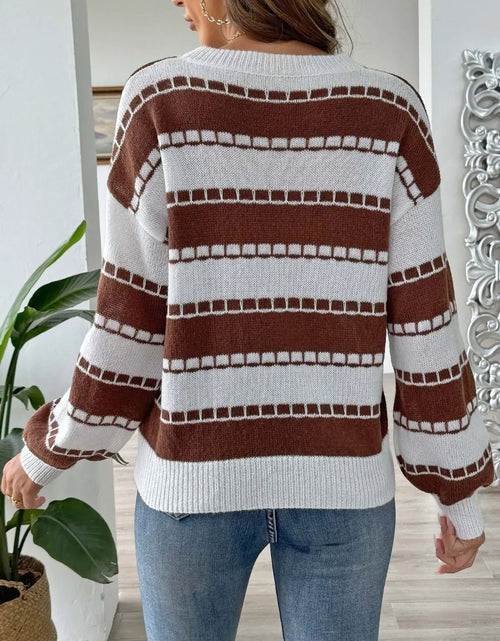 Load image into Gallery viewer, Heart Round Neck Long Sleeve Sweater 2668south
