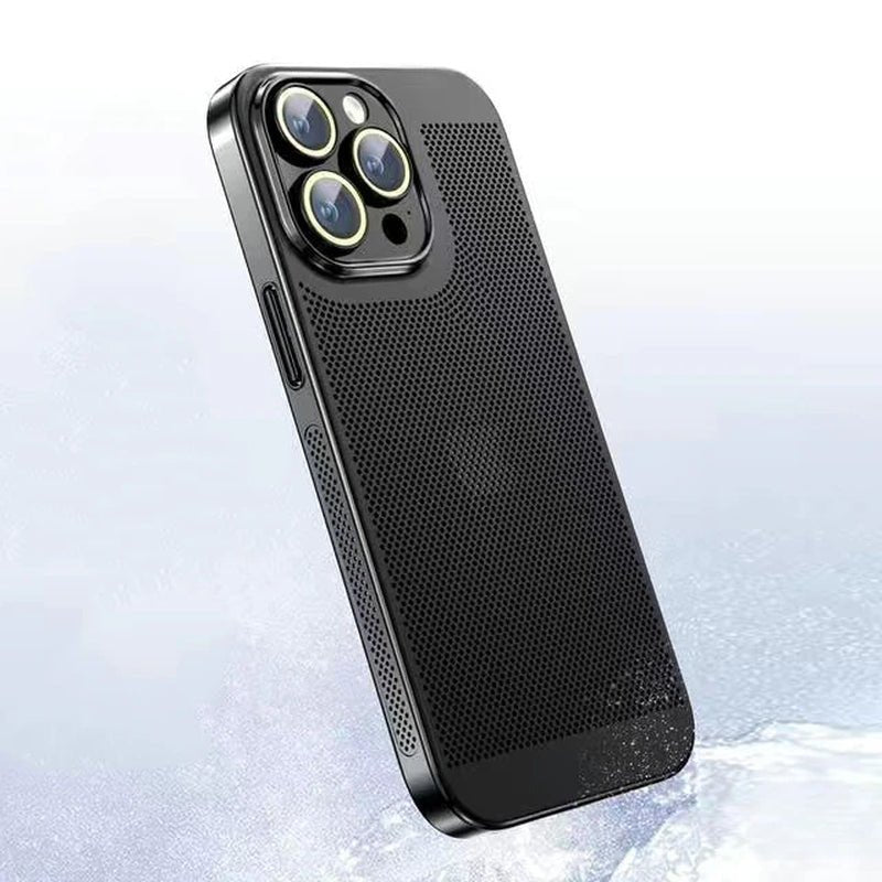 Heat Dissipation Phone Case for 15 14 11 12 13 Pro Max 14Plus XS Max Mini Cover Electroplated Border Honeycomb Mesh Shell 2668south