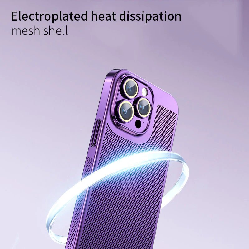 Heat Dissipation Phone Case for 15 14 11 12 13 Pro Max 14Plus XS Max Mini Cover Electroplated Border Honeycomb Mesh Shell 2668south