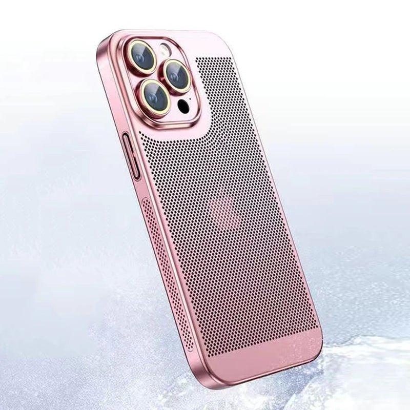 Heat Dissipation Phone Case for 15 14 11 12 13 Pro Max 14Plus XS Max Mini Cover Electroplated Border Honeycomb Mesh Shell 2668south