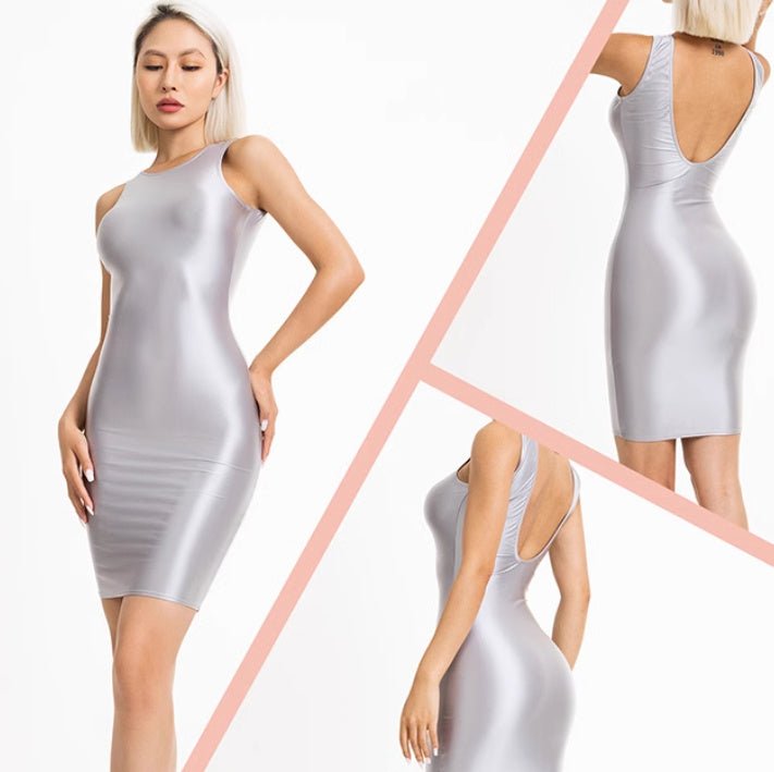 High Elastic Backless Slimming Reflective Simple Dresses 2668south