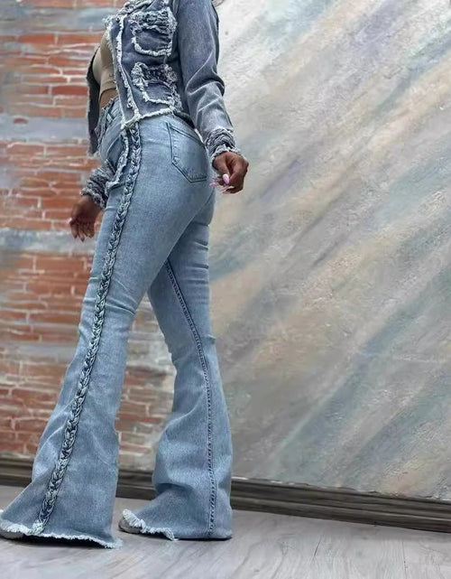 Load image into Gallery viewer, High Waist All-matching Twist Elastic Denim Bell-bottom Pants 2668south
