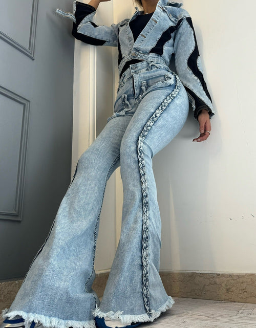 Load image into Gallery viewer, High Waist All-matching Twist Elastic Denim Bell-bottom Pants 2668south
