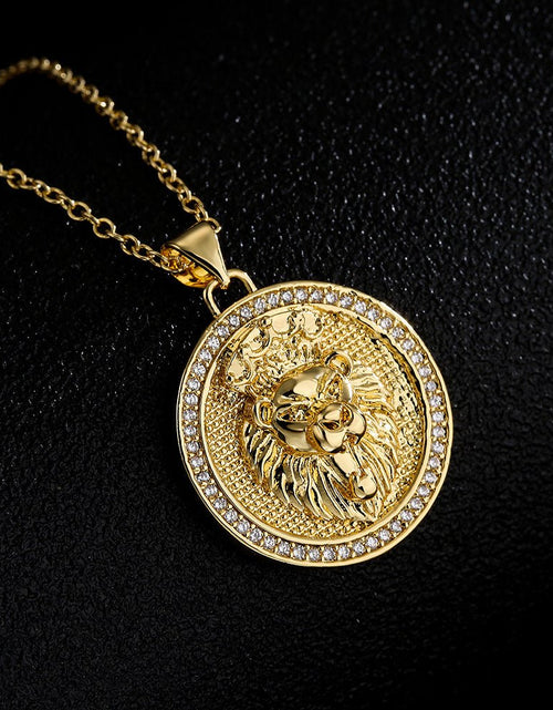 Load image into Gallery viewer, Hip Hop Tiger Leopard Lion Pendant Copper 18K Gold Zircon Animal Necklace 2668south
