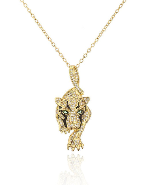 Load image into Gallery viewer, Hip Hop Tiger Leopard Lion Pendant Copper 18K Gold Zircon Animal Necklace 2668south
