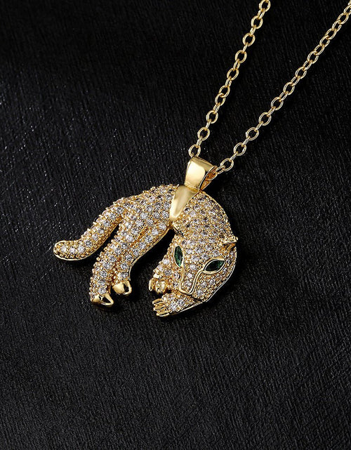 Load image into Gallery viewer, Hip Hop Tiger Leopard Lion Pendant Copper 18K Gold Zircon Animal Necklace 2668south
