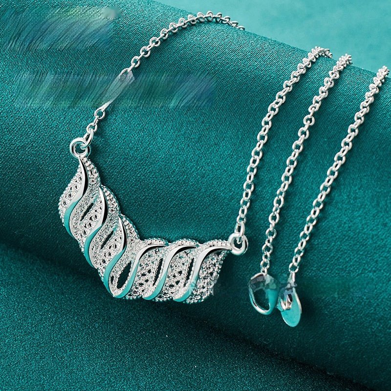 Hollow Leaf Pattern Pendant Necklace For Women 2668south