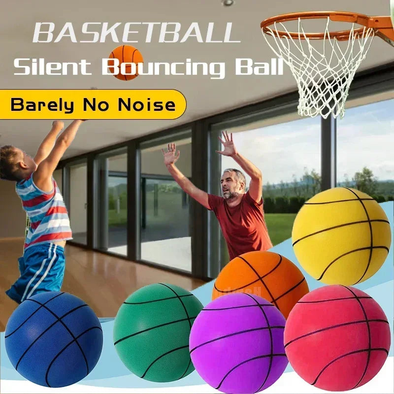 Indoor Silent Basketball Sports Bouncy Balls High Density Foam Material Children Adults Ball Training Complimentary Portable Net 2668south