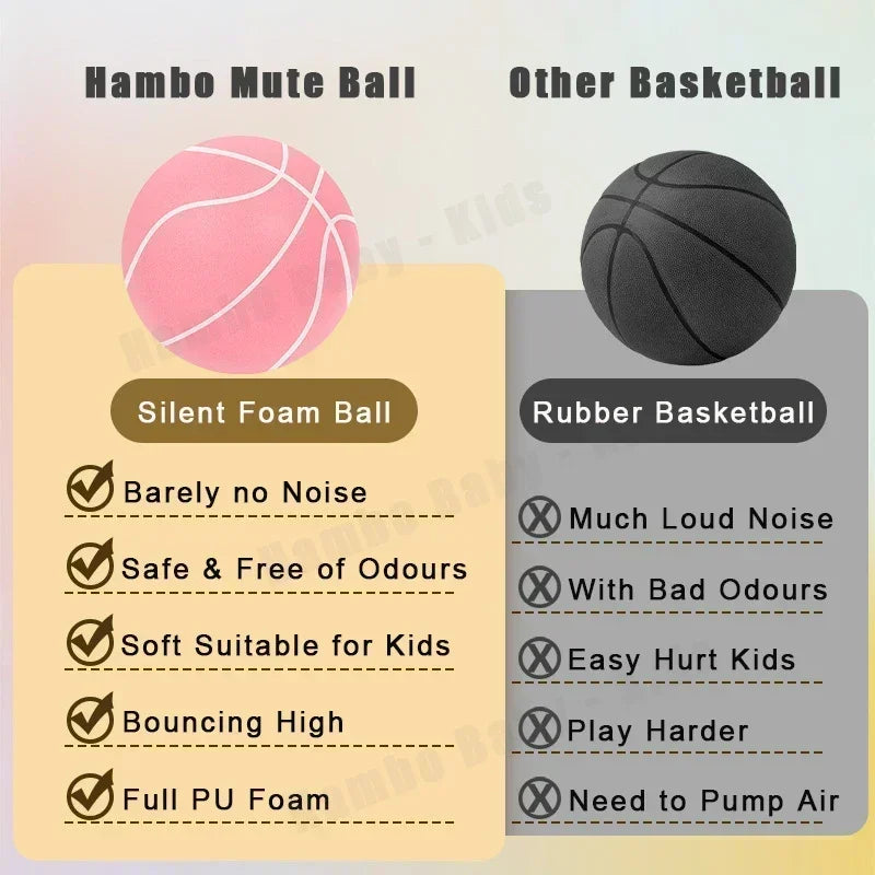 Indoor Silent Basketball Sports Bouncy Balls High Density Foam Material Children Adults Ball Training Complimentary Portable Net 2668south