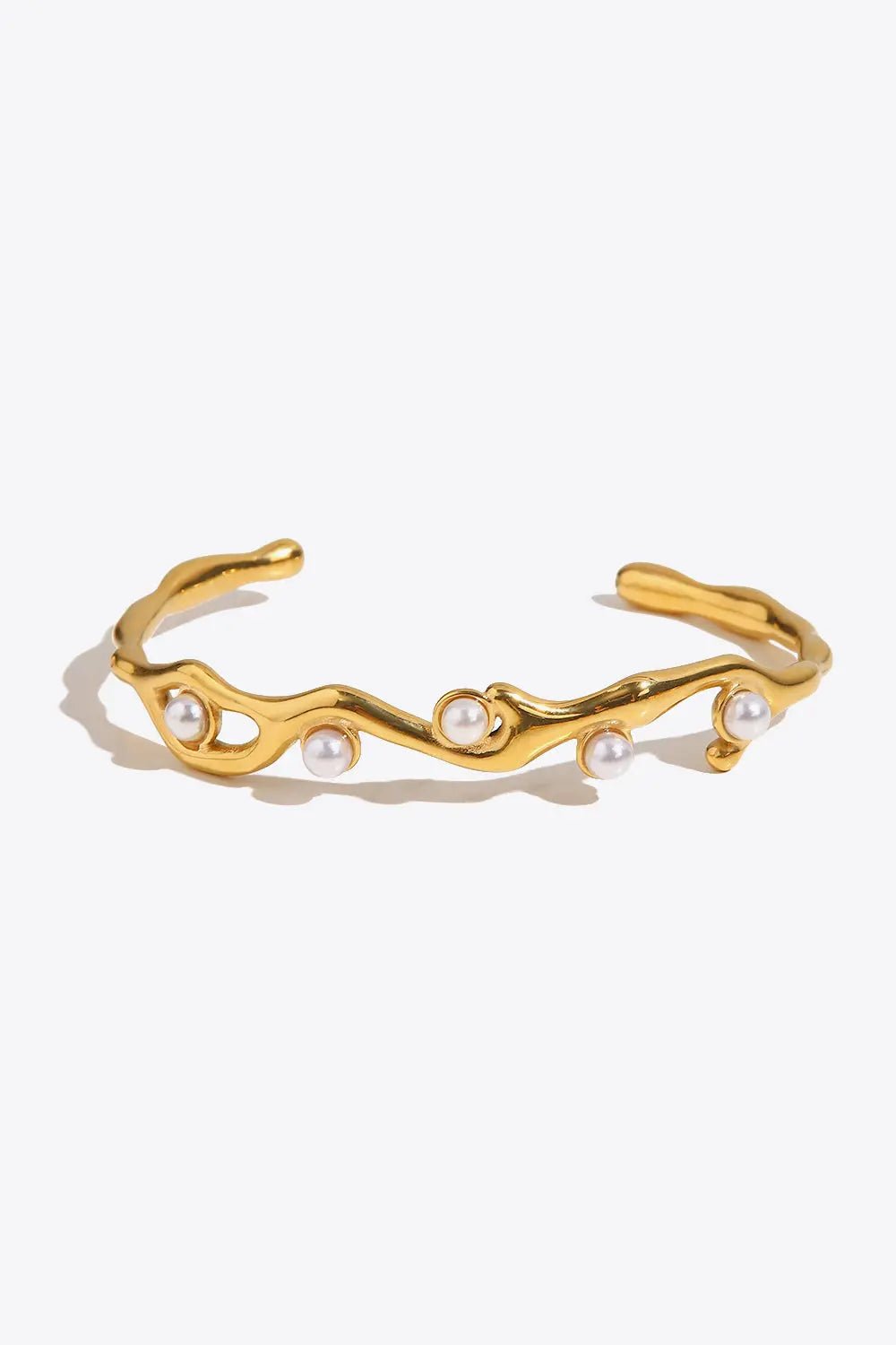 Inlaid Synthetic Pearl Open Bracelet 2668south