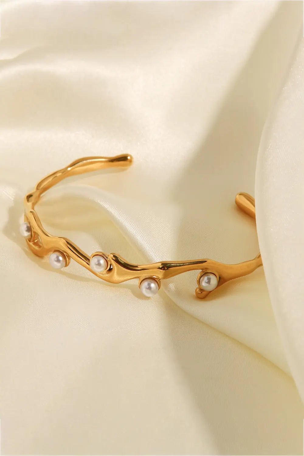 Inlaid Synthetic Pearl Open Bracelet 2668south