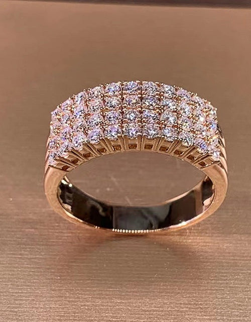 Load image into Gallery viewer, Inlaid Zircon Female Shiny Ring Geometry 2668south
