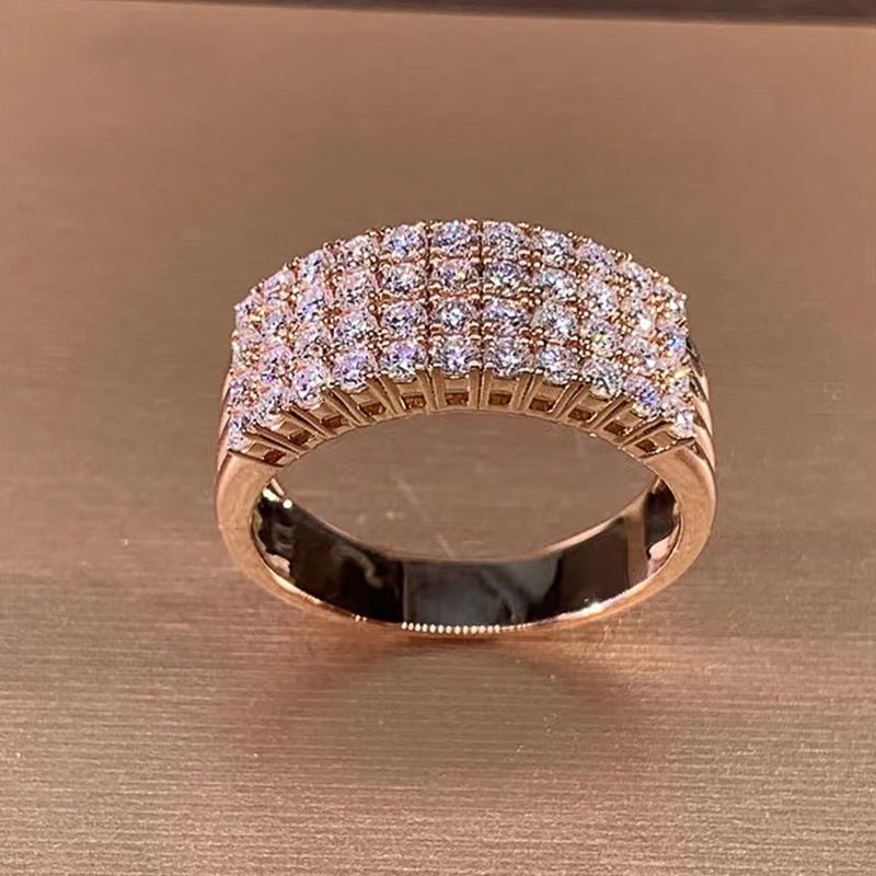 Inlaid Zircon Female Shiny Ring Geometry 2668south