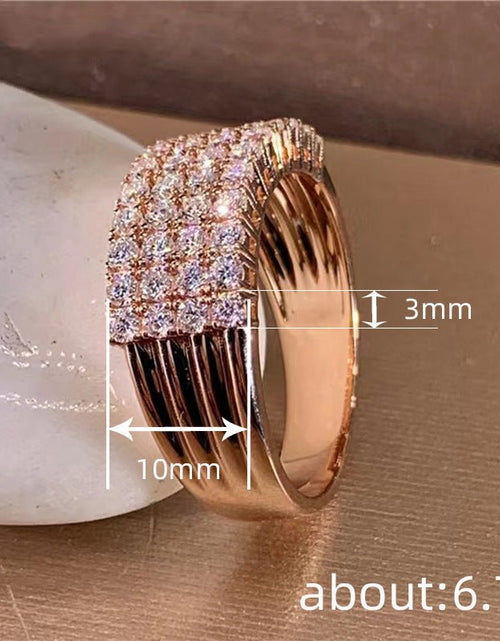 Load image into Gallery viewer, Inlaid Zircon Female Shiny Ring Geometry 2668south
