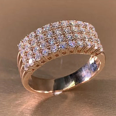 Inlaid Zircon Female Shiny Ring Geometry 2668south