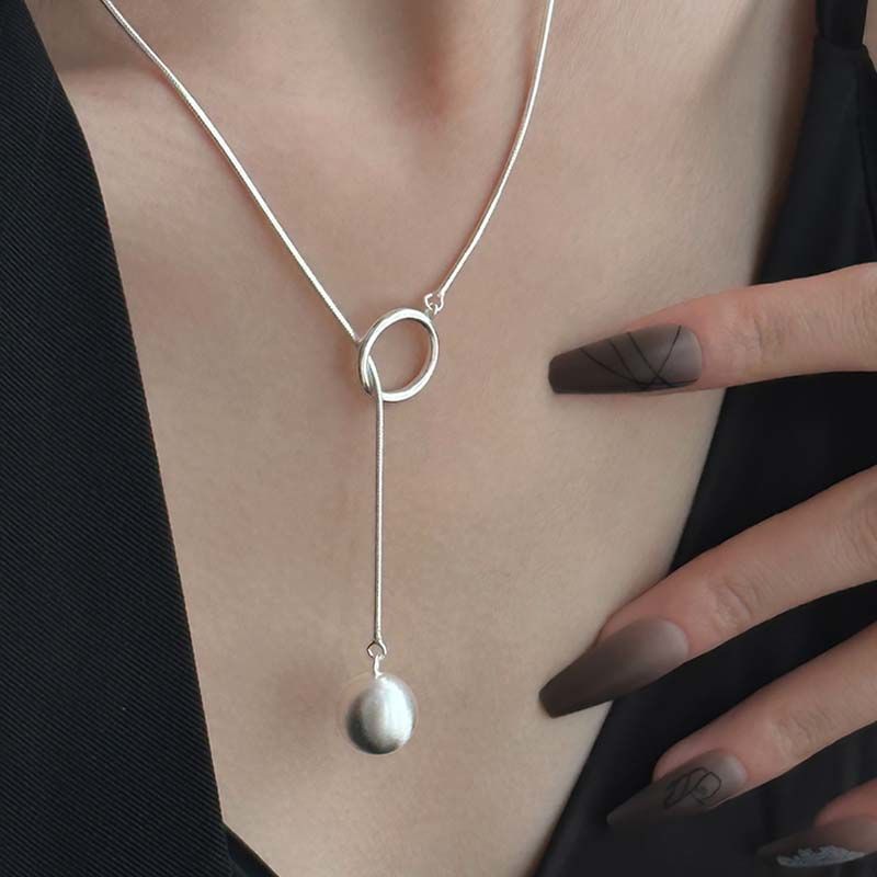 Ins Round Ball Ring Long Necklace Fashion Personality Temperament Sweater Chain Fall Winter Women's Jewelry 2668south