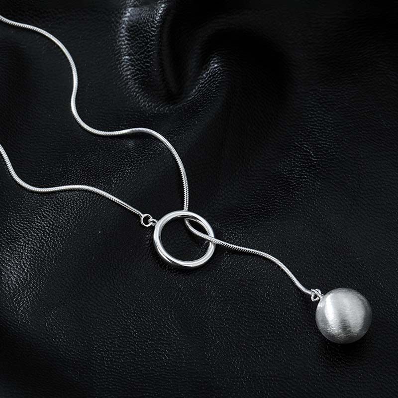 Ins Round Ball Ring Long Necklace Fashion Personality Temperament Sweater Chain Fall Winter Women's Jewelry 2668south