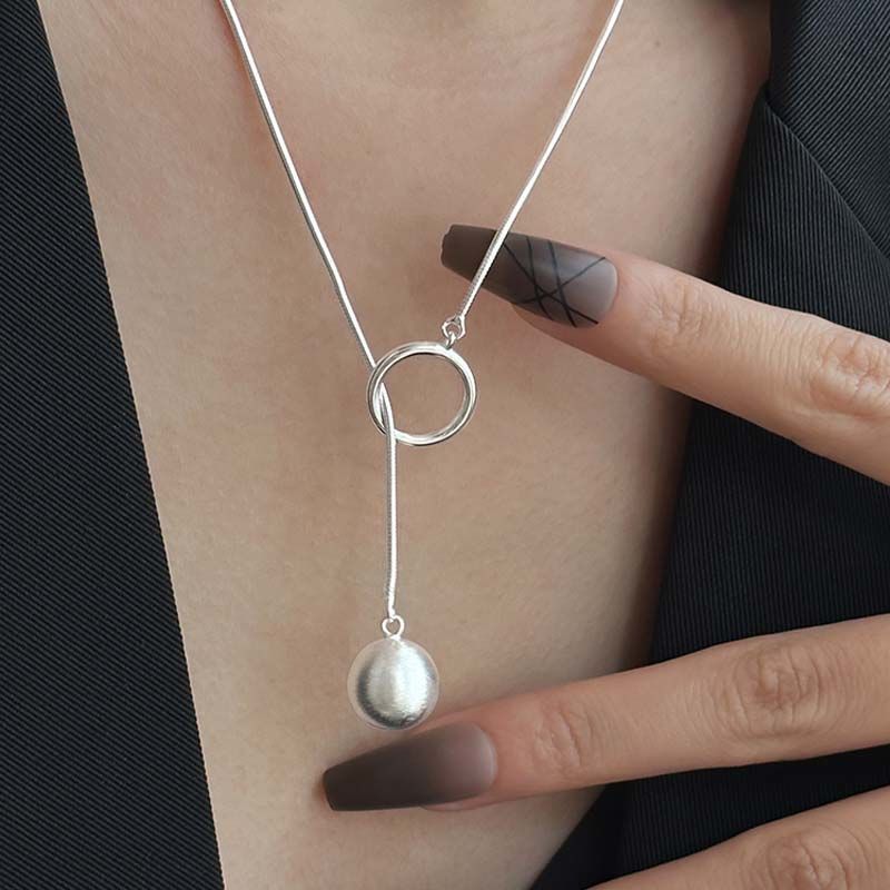 Ins Round Ball Ring Long Necklace Fashion Personality Temperament Sweater Chain Fall Winter Women's Jewelry 2668south