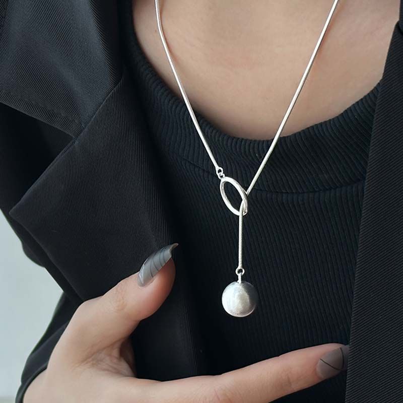 Ins Round Ball Ring Long Necklace Fashion Personality Temperament Sweater Chain Fall Winter Women's Jewelry 2668south