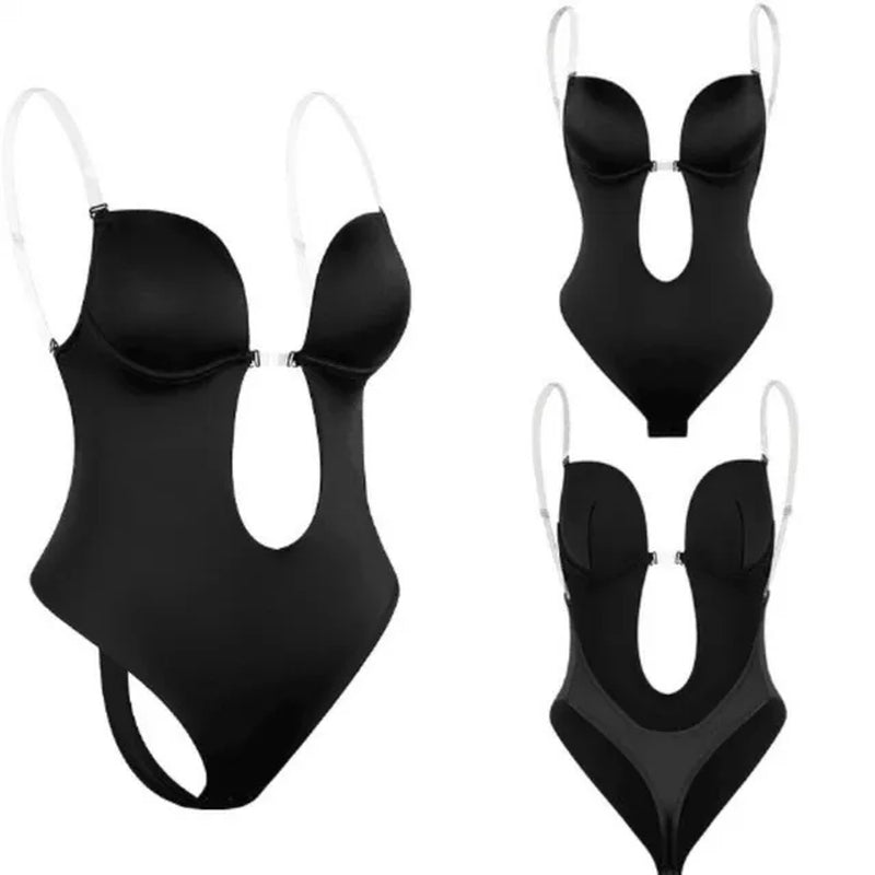 Invisible Bodysuit Women Thong Shaper Body Shapewear Sexy Deep V-Neck Backless Corset Plunge Padded Push up Slimming Underwear 2668south