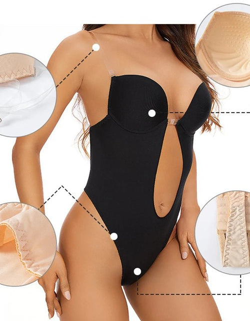 Load image into Gallery viewer, Invisible Bodysuit Women Thong Shaper Body Shapewear Sexy Deep V-Neck Backless Corset Plunge Padded Push up Slimming Underwear 2668south
