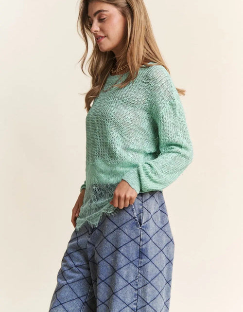 Load image into Gallery viewer, J.NNA Lace Detail Long Sleeve Knit Top 2668south
