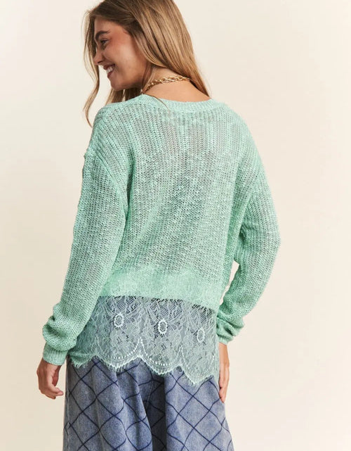 Load image into Gallery viewer, J.NNA Lace Detail Long Sleeve Knit Top 2668south
