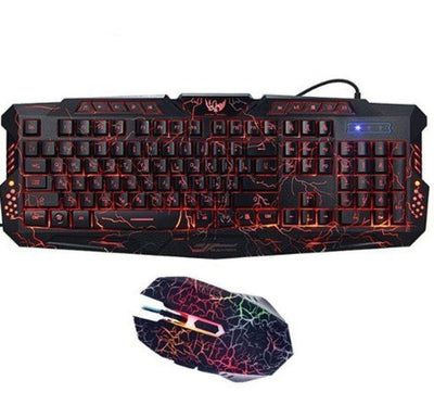 J10 tricolor backlight wired gaming keyboard set colorful luminous gaming mouse keyboard Russian keyboard 2668south