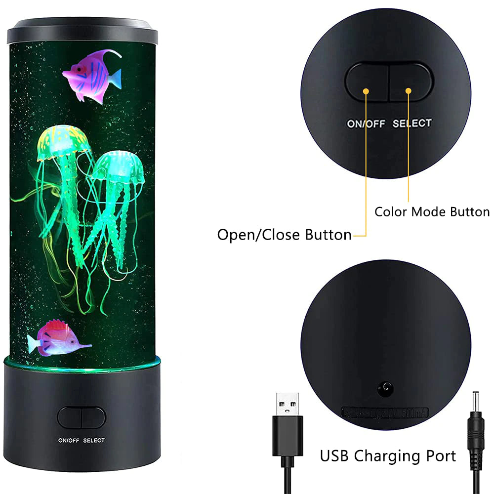 Jellyfish Lamp Color Changing Remote Control Aquarium Tank LED Night Light Birthday Gift USB Charging Relaxing Mood 2668south