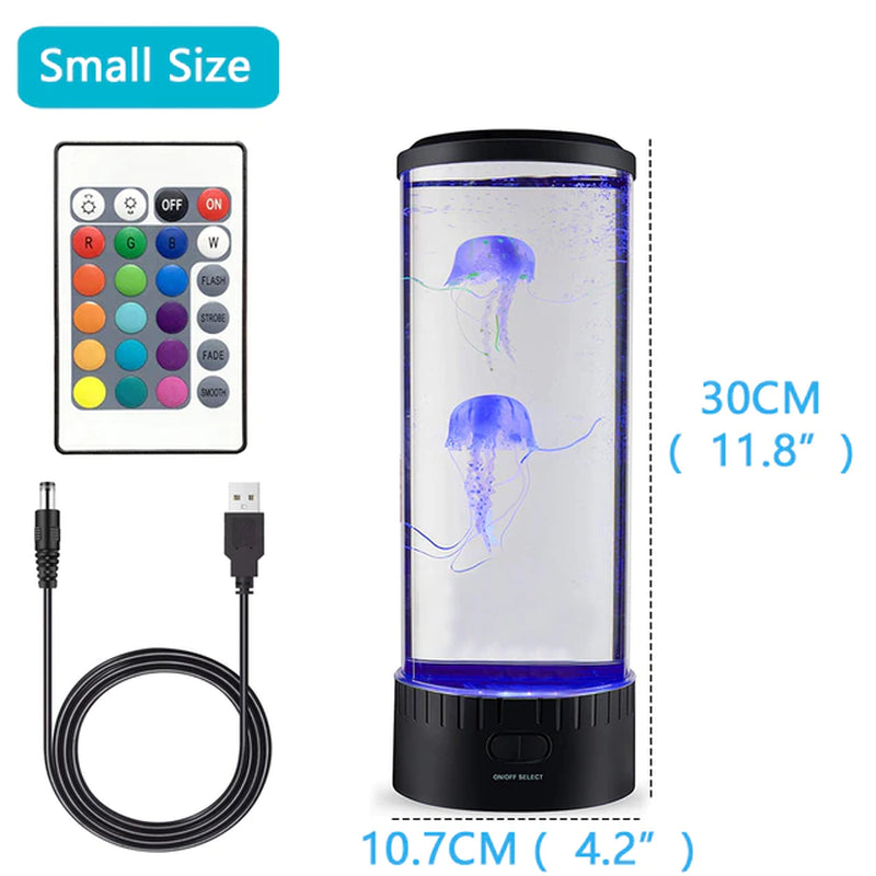 Jellyfish Lamp Color Changing Remote Control Aquarium Tank LED Night Light Birthday Gift USB Charging Relaxing Mood 2668south