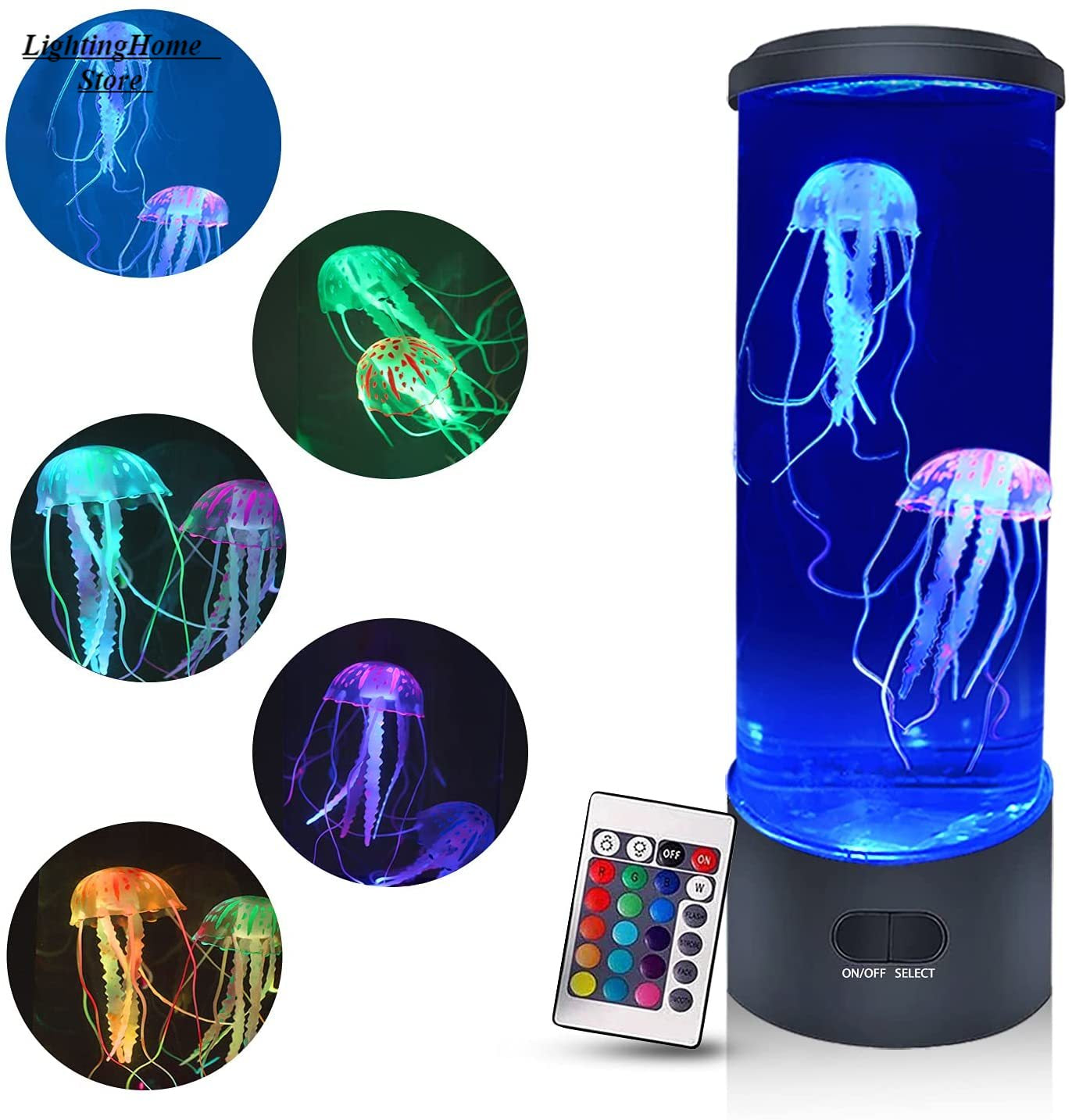 Jellyfish Lamp Color Changing Remote Control Aquarium Tank LED Night Light Birthday Gift USB Charging Relaxing Mood 2668south