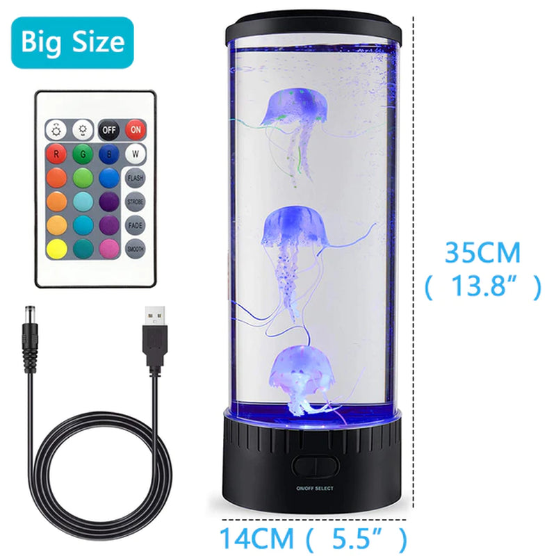 Jellyfish Lamp Color Changing Remote Control Aquarium Tank LED Night Light Birthday Gift USB Charging Relaxing Mood 2668south