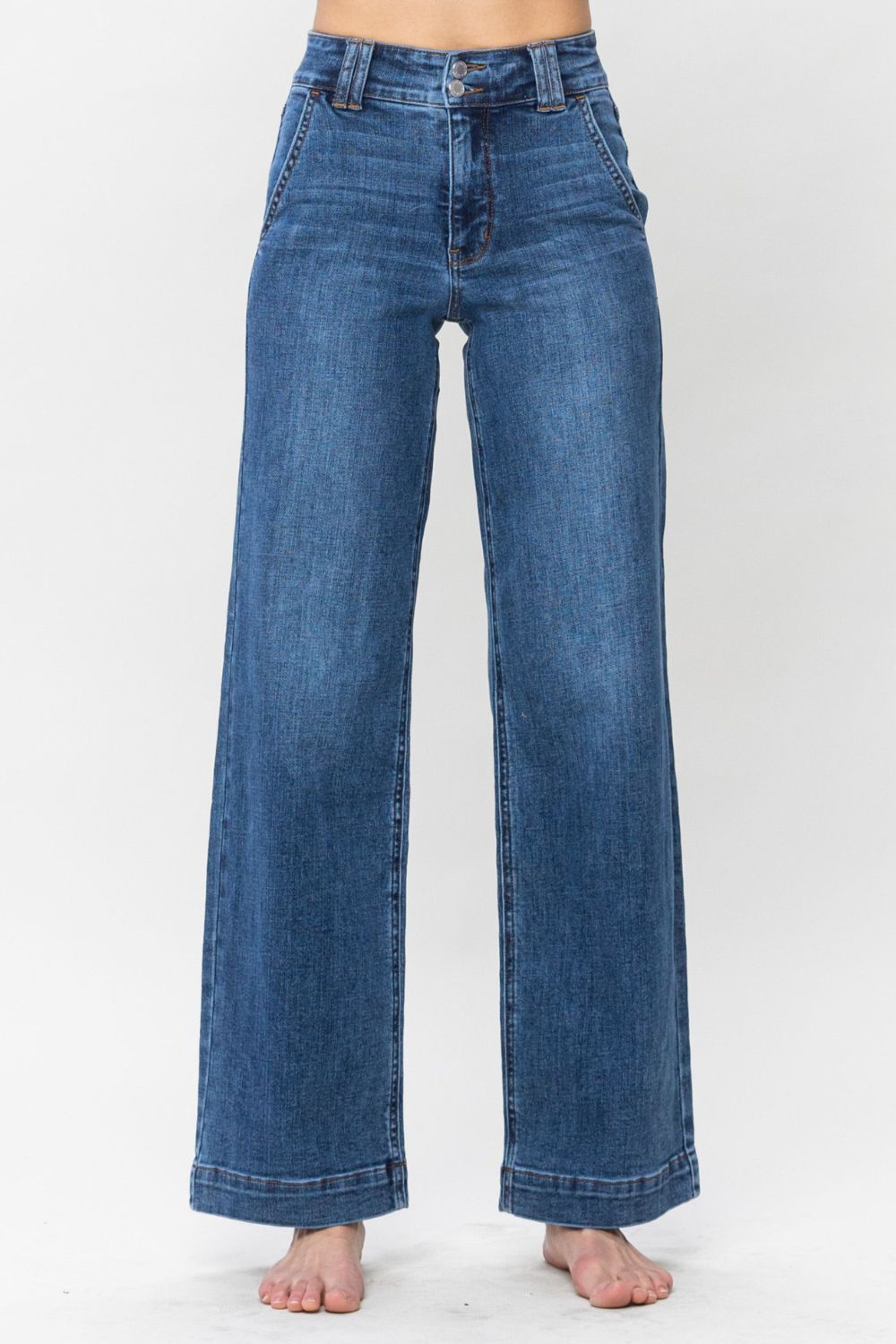 Judy Blue Full Size Double Button Wide Leg Jeans 2668south