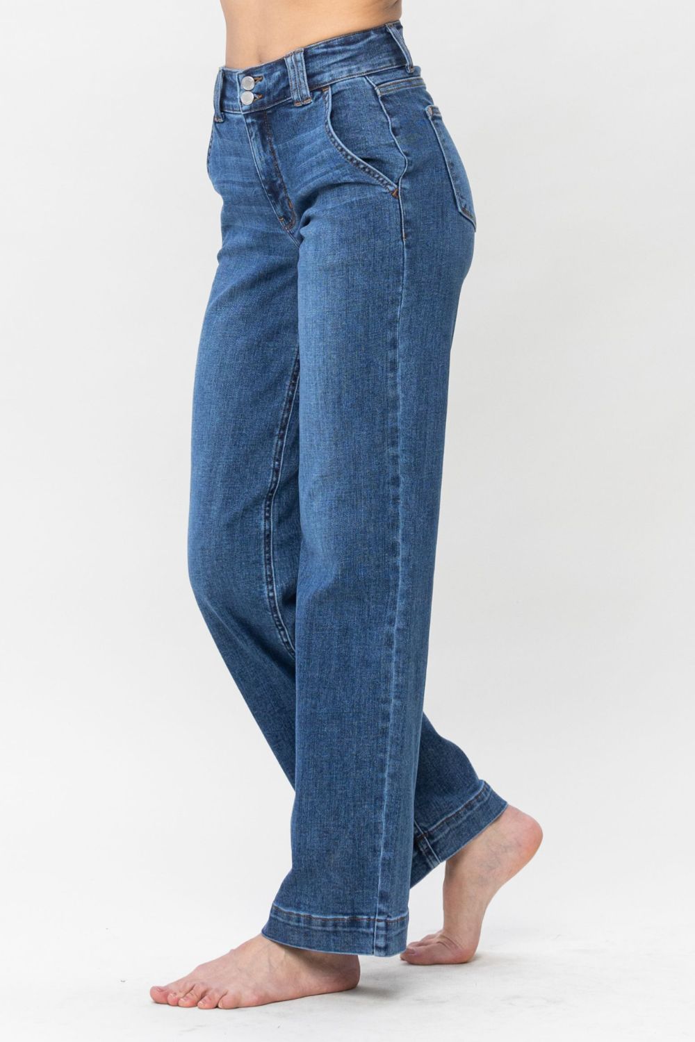 Judy Blue Full Size Double Button Wide Leg Jeans 2668south