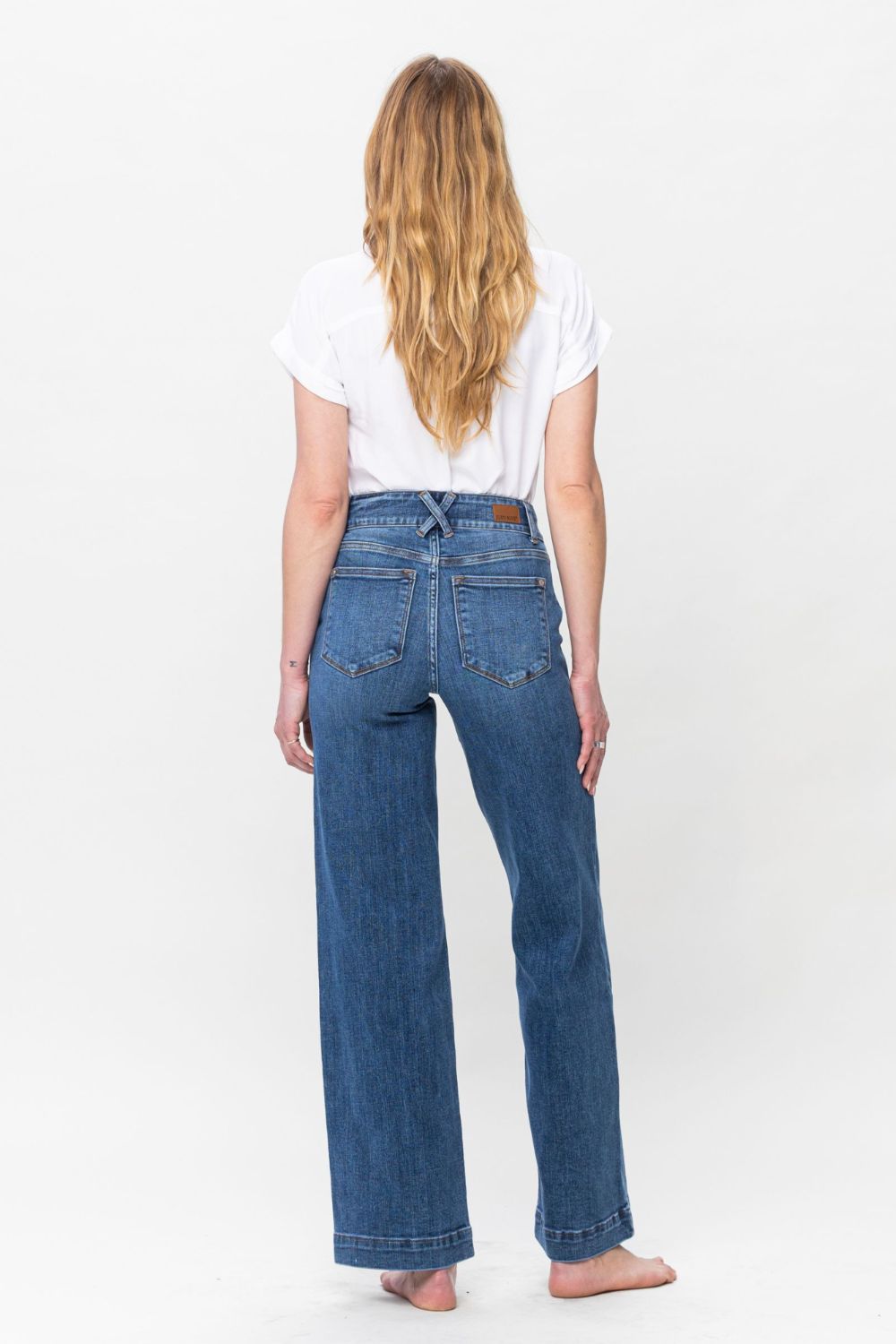 Judy Blue Full Size Double Button Wide Leg Jeans 2668south