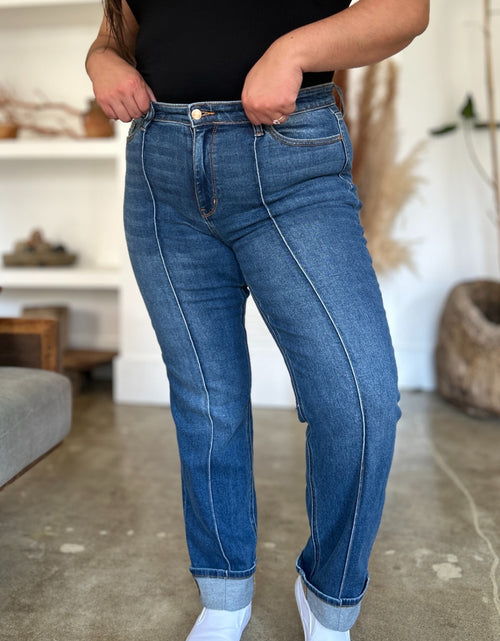 تحميل الصورة إلى عارض المعرض، Judy Blue Full Size High Waist Front Seam Detail Straight Jeans 2668south
