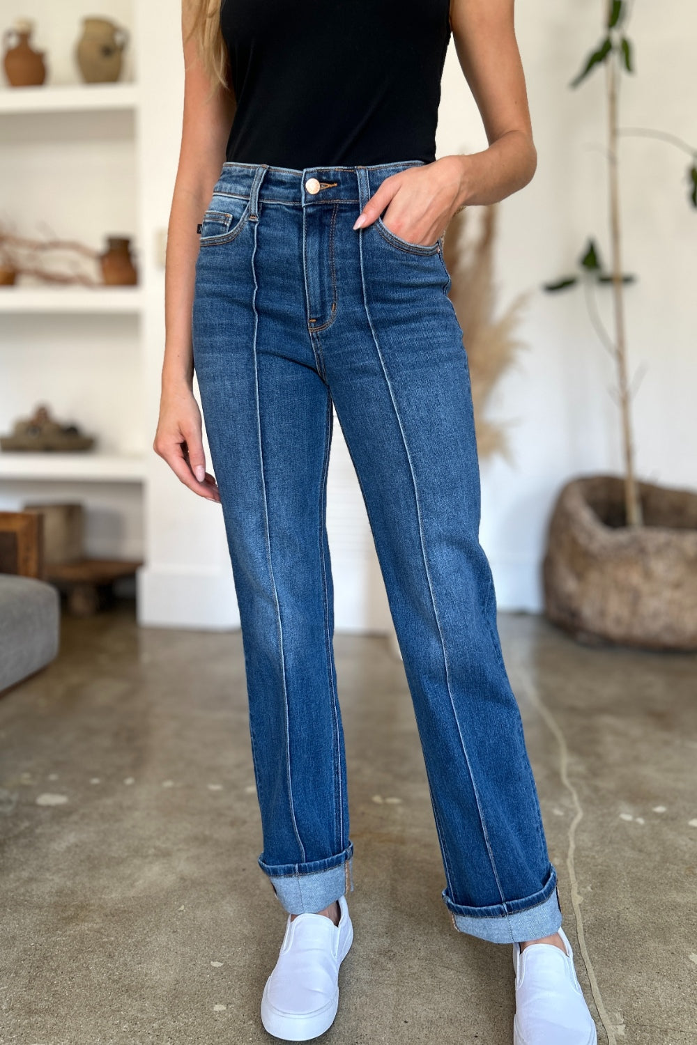 Judy Blue Full Size High Waist Front Seam Detail Straight Jeans 2668south