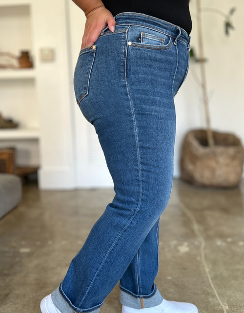 تحميل الصورة إلى عارض المعرض، Judy Blue Full Size High Waist Front Seam Detail Straight Jeans 2668south
