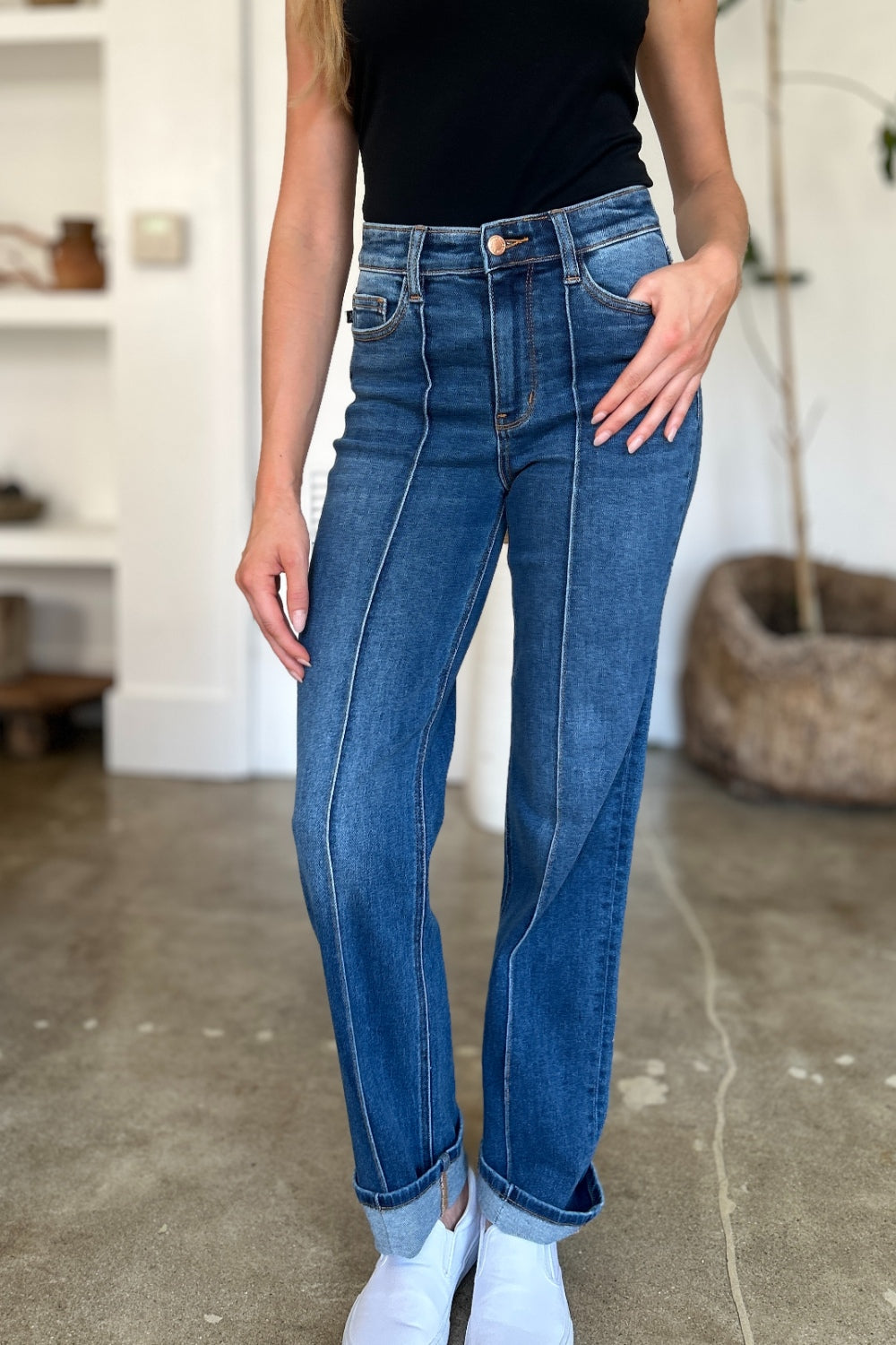 Judy Blue Full Size High Waist Front Seam Detail Straight Jeans 2668south