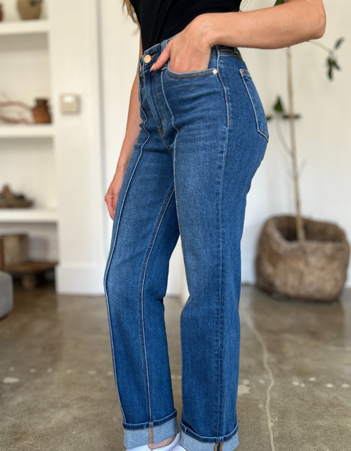 تحميل الصورة إلى عارض المعرض، Judy Blue Full Size High Waist Front Seam Detail Straight Jeans 2668south
