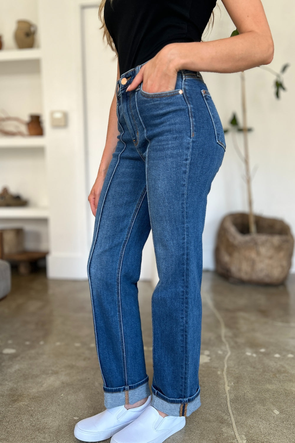 Judy Blue Full Size High Waist Front Seam Detail Straight Jeans 2668south