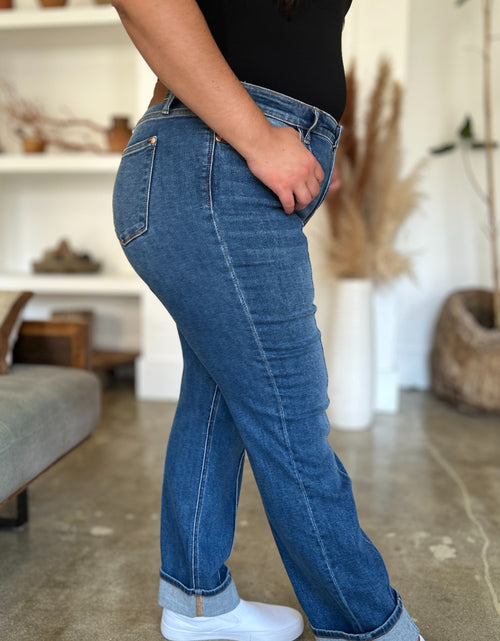 تحميل الصورة إلى عارض المعرض، Judy Blue Full Size High Waist Front Seam Detail Straight Jeans 2668south
