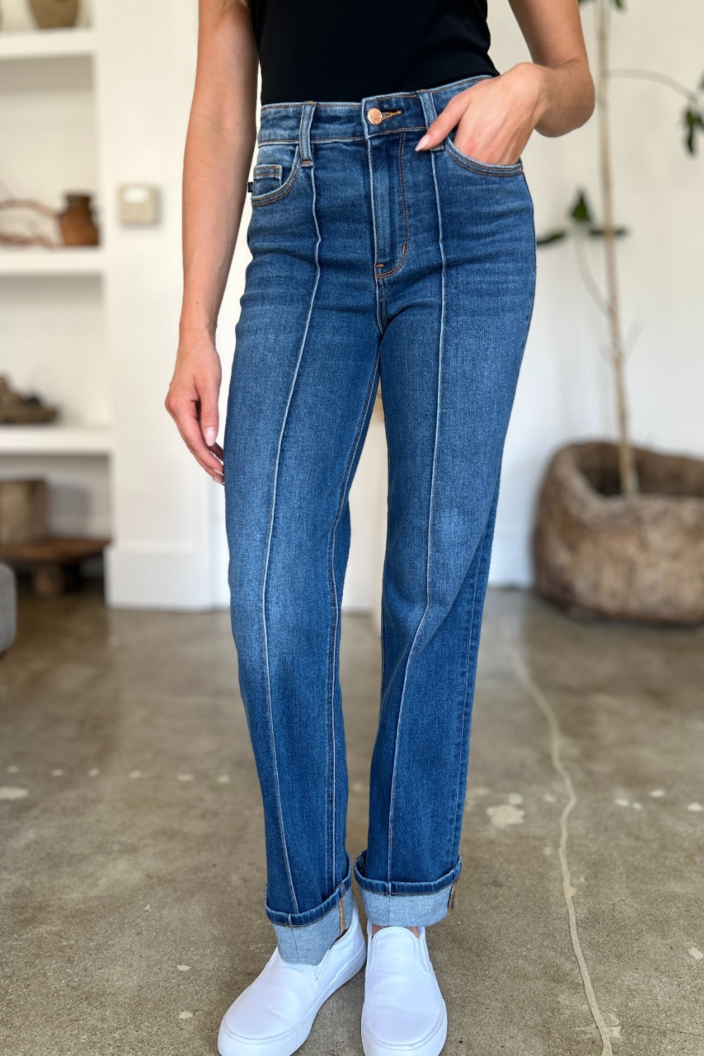 Judy Blue Full Size High Waist Front Seam Detail Straight Jeans 2668south