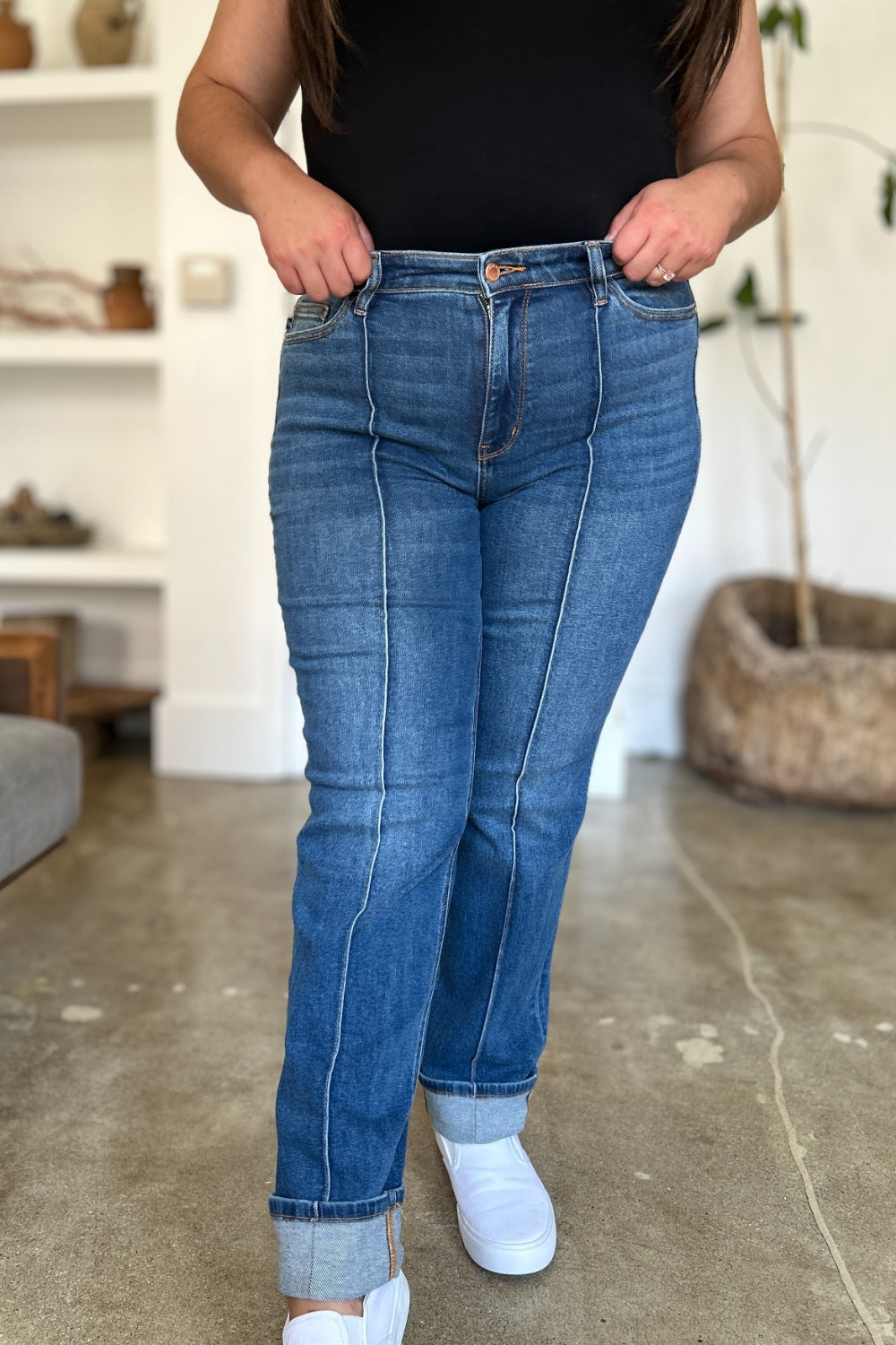 Judy Blue Full Size High Waist Front Seam Detail Straight Jeans 2668south