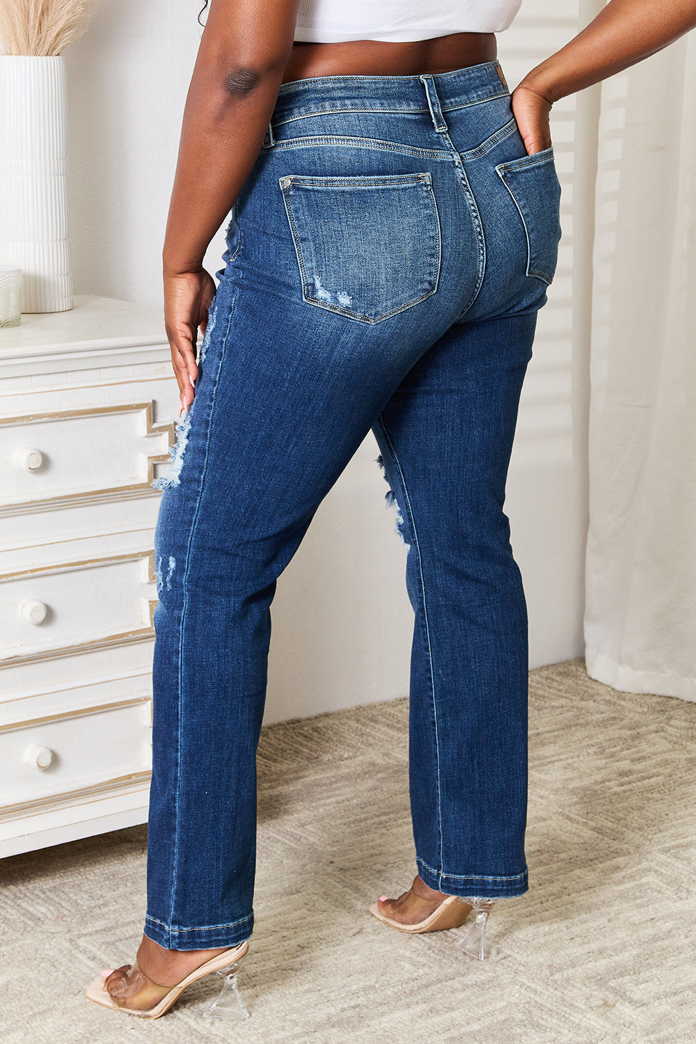 Judy Blue Full Size Mid Rise Hand Sand & Destroy Bootcut Jeans 2668south